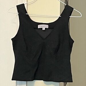 Level99 Black Suede Corset Crop Top